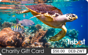 A TisBest Charity Gift Card featuring an aquatic sea turtle design. 