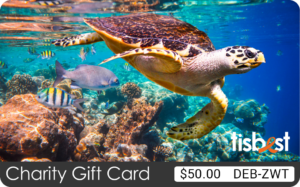 A TisBest Charity Gift Card featuring an aquatic sea turtle design.