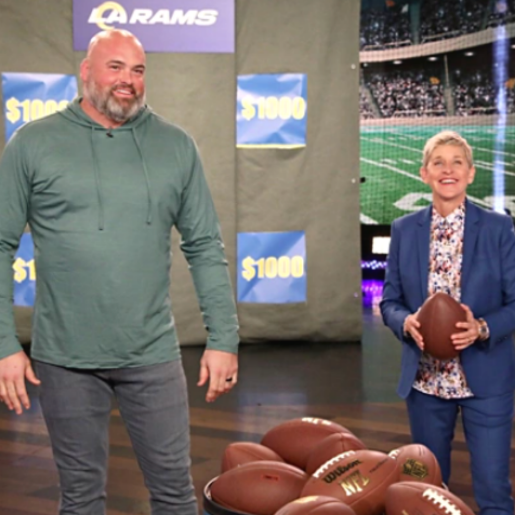 Andrew Whitworth appears as a guest on The Ellen DeGeneres Show.