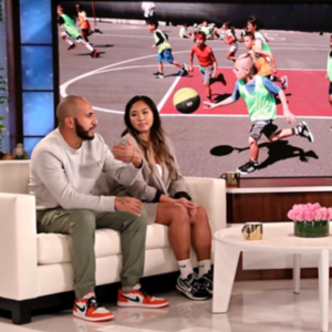 Miguel Ortiz and Kaitlin Leguidleguid of Hoops 413 and Hoopers Helping appear as guests on The Ellen DeGeneres Show.