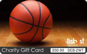 A basketball-themed TisBest Charity Gift Card.