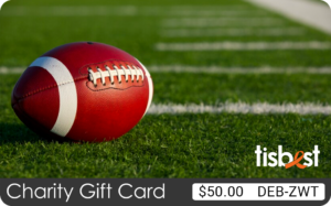 A football-themed TisBest Charity Gift Card design.