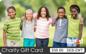 A TisBest Charity Gift Card design featuring a picture of five kids happily locking arms.