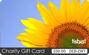 A TisBest Charity Gift Card featuring a cheerful Sunflower design. 