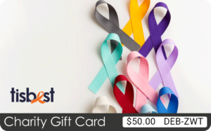 A TisBest Charity Gift Card featuring a cancer fundraising inspired design.