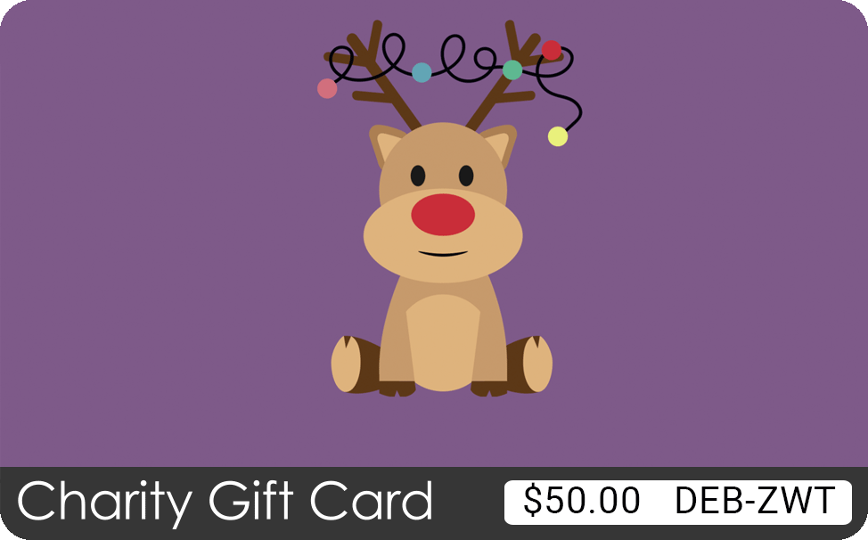 A TisBest Charity Gift Card featuring a festive Rudolph the Red-Nosed Reindeer image.